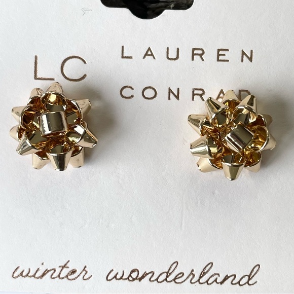 NWT LC LAUREN CONRAD GOLD BOW EARRINGS - Picture 2 of 5